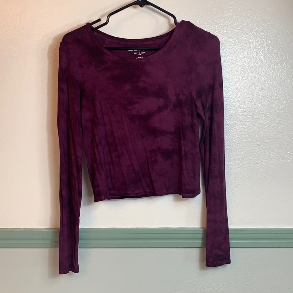 AE Tie Dye Long Sleeve Crop Top Size M